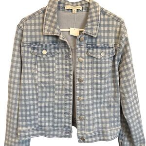 NWT est. 1946 Denim Women's Blue Checkered Denim Jacket Size Medium